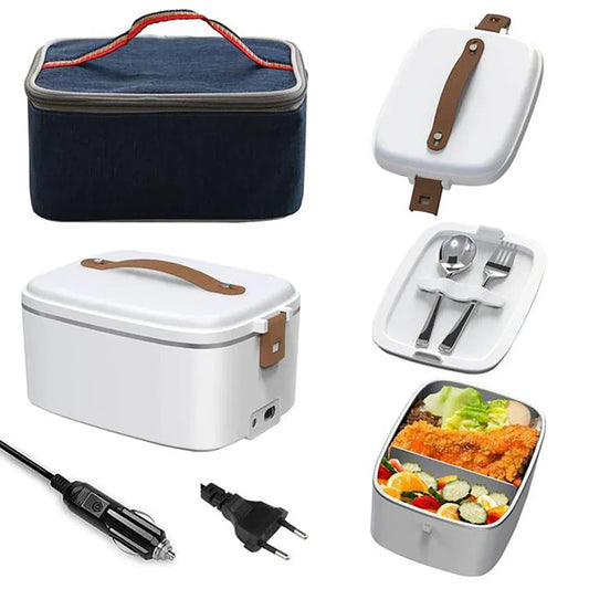 Compact Thermal Lunch Box Set With Heater And Utensils - Luxicro