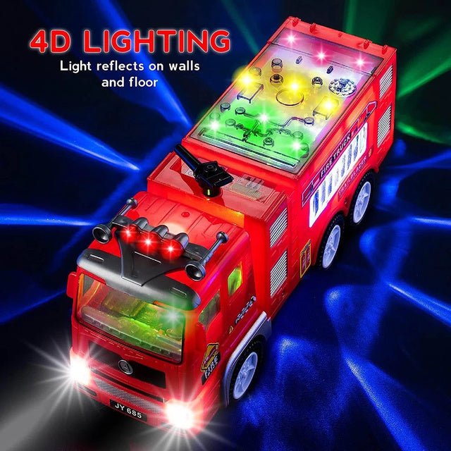 Fun Kids Fire Truck Toy With Flashing Lights - Luxicro