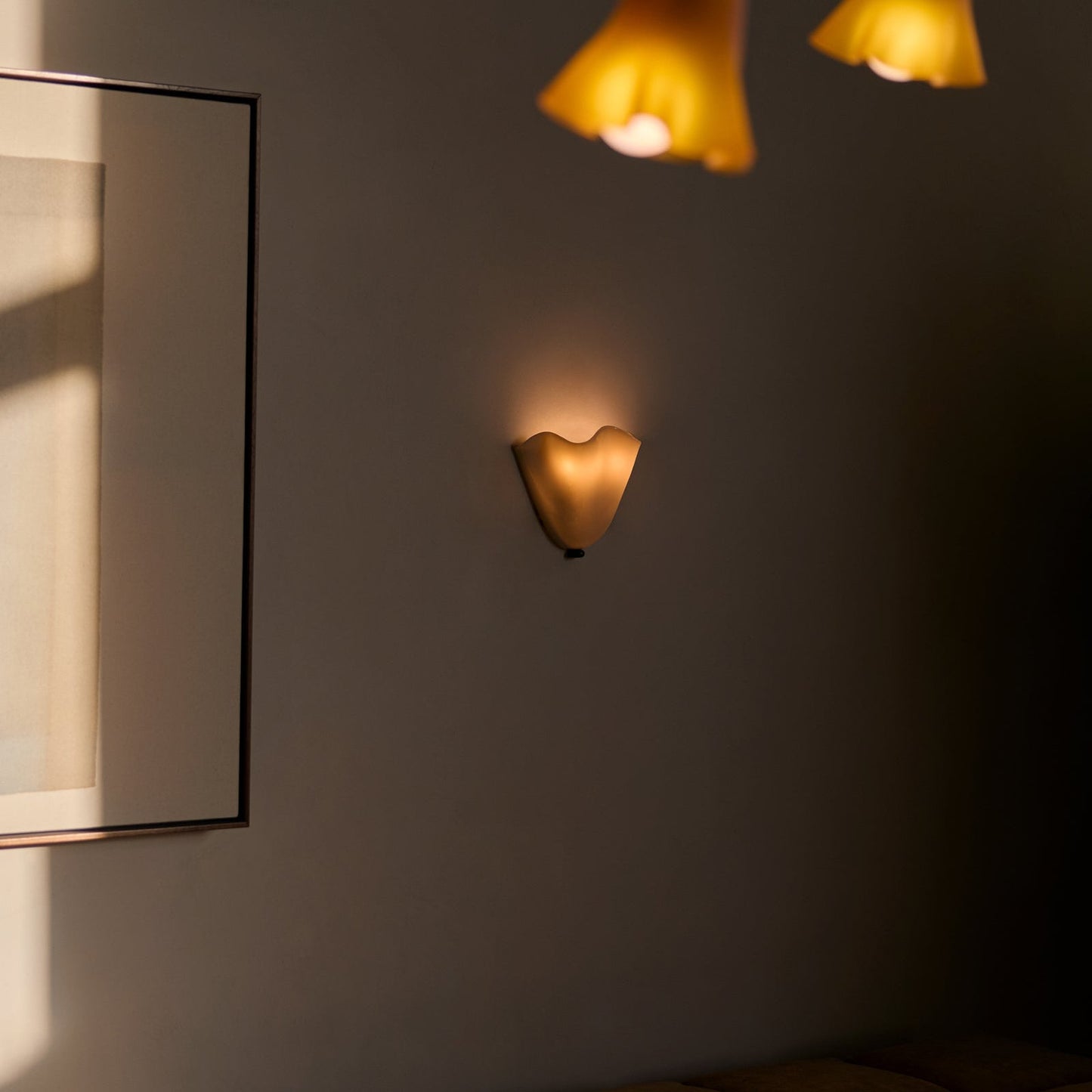 Vintage Glass Wall Lamp with Floral Shade