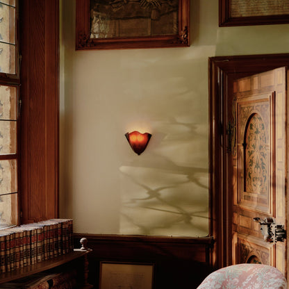 Vintage Glass Wall Lamp with Floral Shade