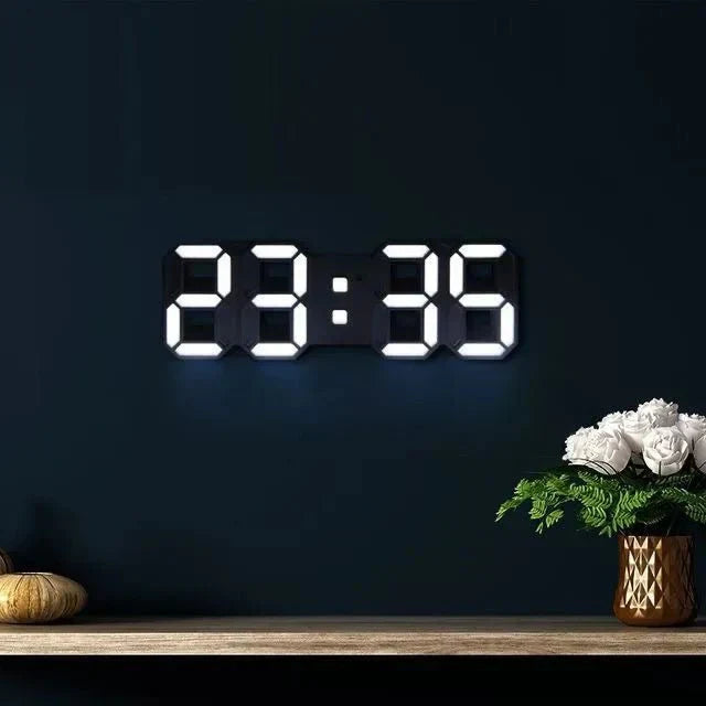 Contemporary Slim LED Digital Wall Clock with Adjustable Light