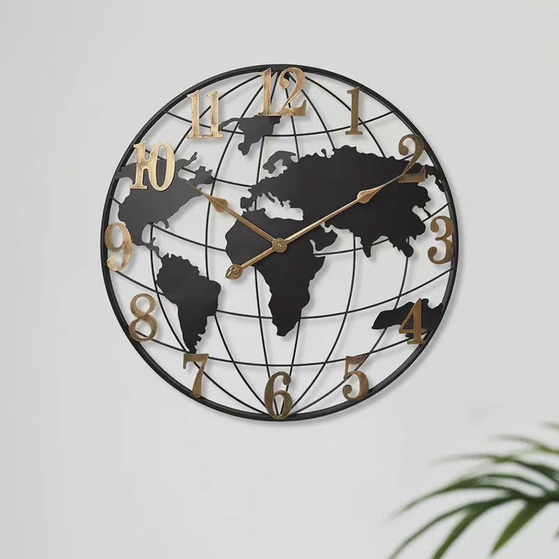 Big 60cm Globe Wall Clock - Stylish Home Timepiece