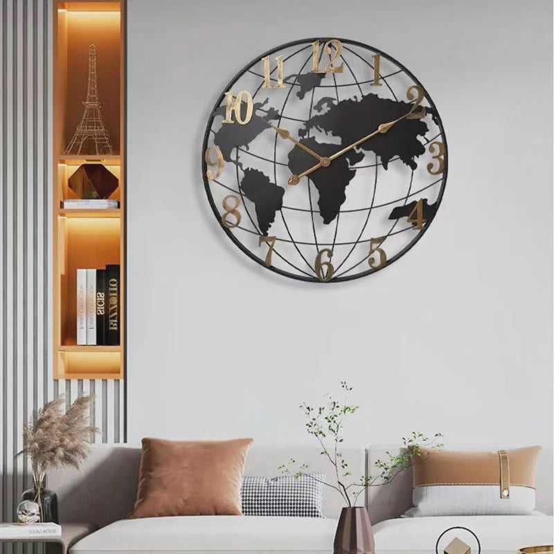 Big 60cm Globe Wall Clock - Stylish Home Timepiece