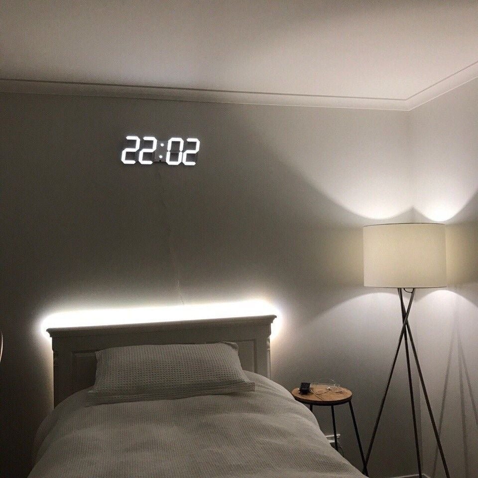 Contemporary Slim LED Digital Wall Clock with Adjustable Light