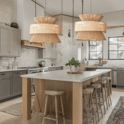 Natural Hemp Rope Hanging Lamp Boho Style Lighting Fixture - Luxicro