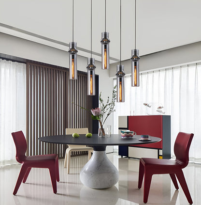 Contemporary Dark Grey Glass Hanging Light Fixtures - Luxicro