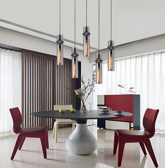 Contemporary Dark Grey Glass Hanging Light Fixtures - Luxicro