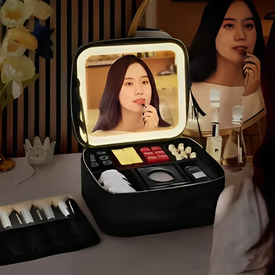 Portable Cosmetic Case with Mirror