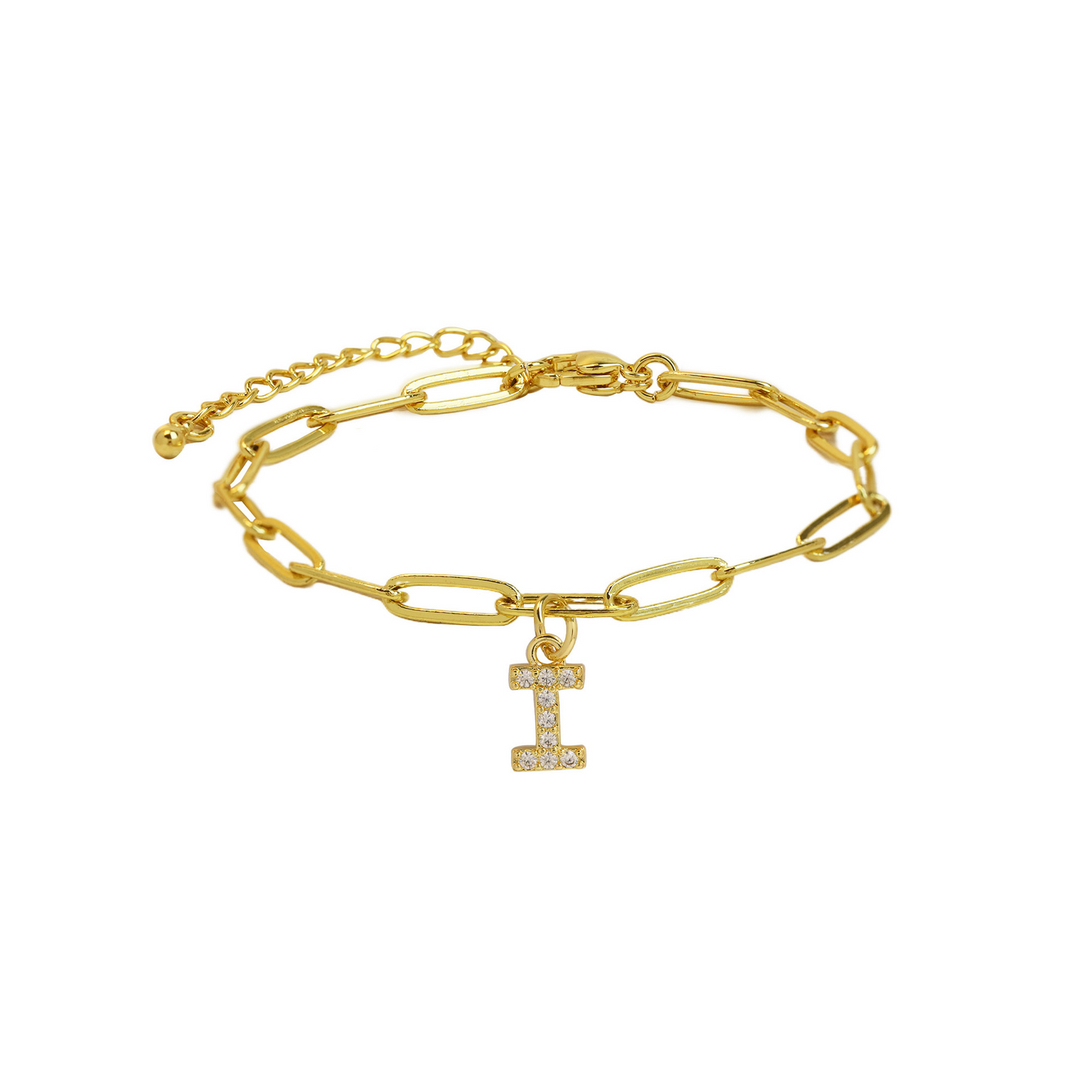 Dainty Monogram Paperclip Charm Bangle