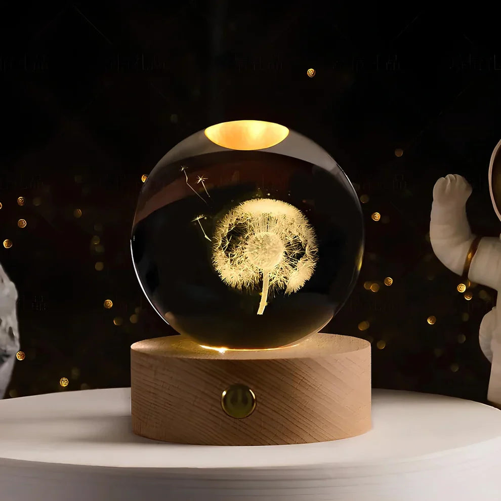 Glowing Glass Sphere Table Lamp with Soft White Light