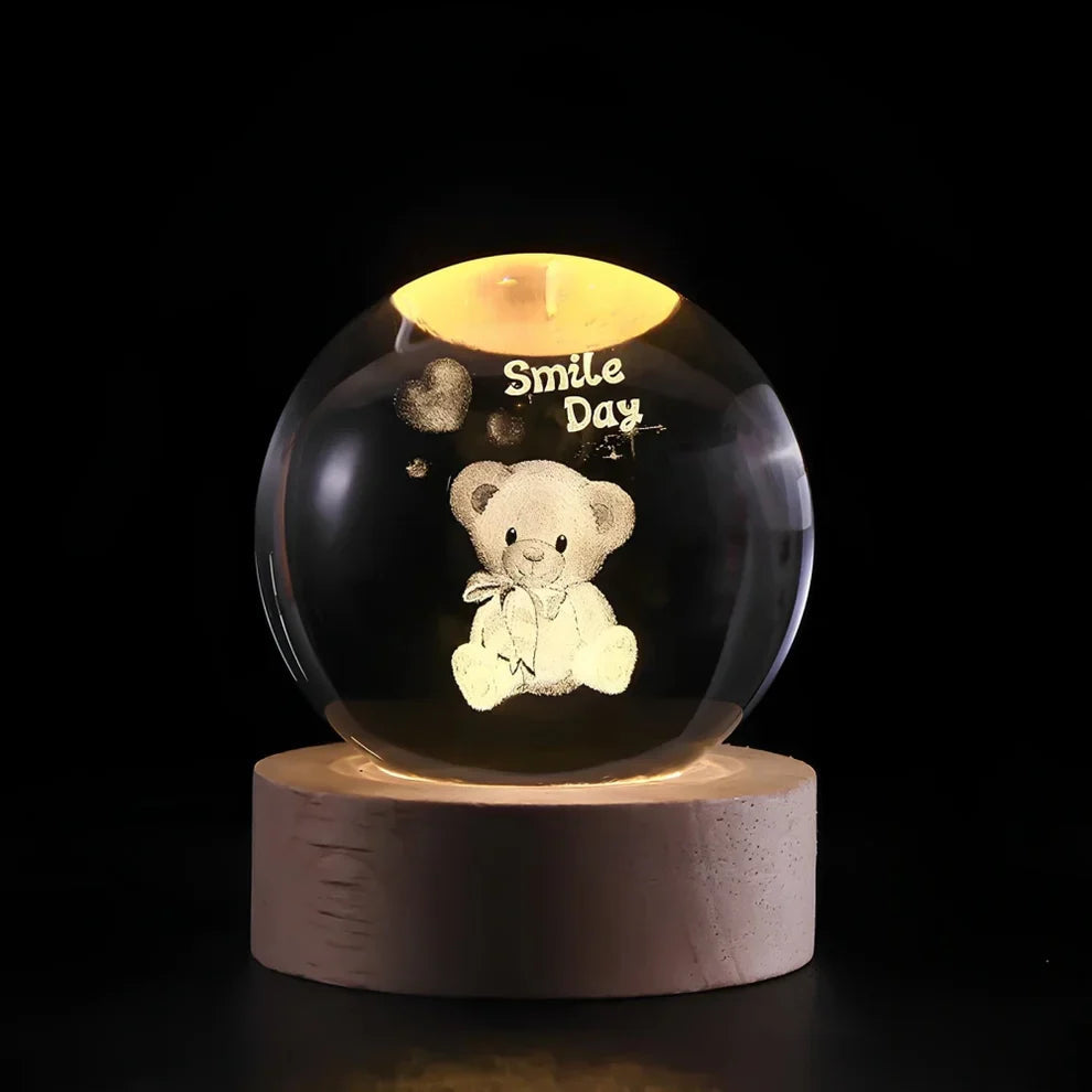 Glowing Glass Sphere Table Lamp with Soft White Light