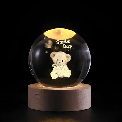 Glowing Glass Sphere Table Lamp with Soft White Light