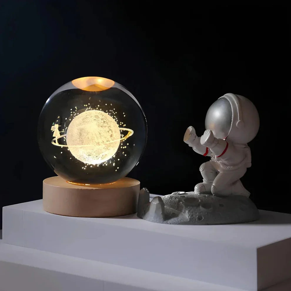Glowing Glass Sphere Table Lamp with Soft White Light