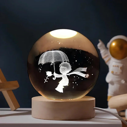 Glowing Glass Sphere Table Lamp with Soft White Light