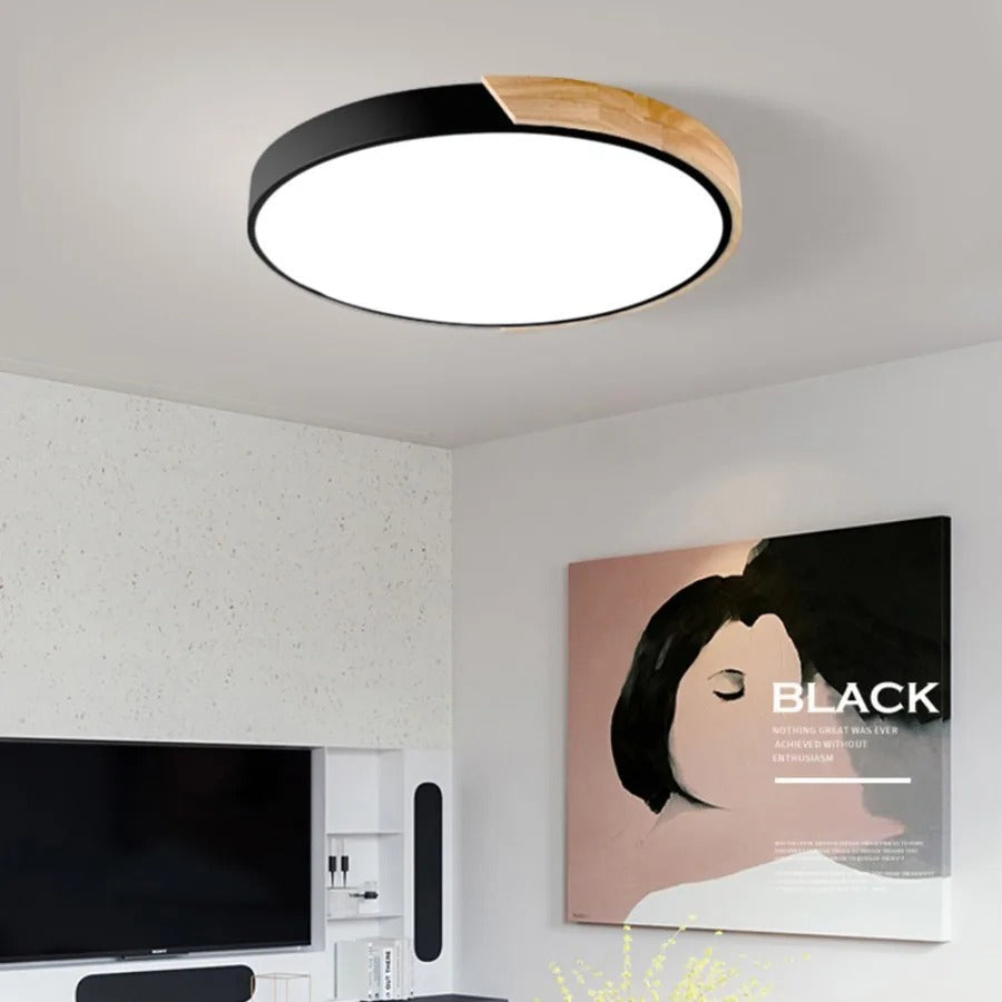 Rustic Wood Round Pendant Ceiling Light - Luxicro