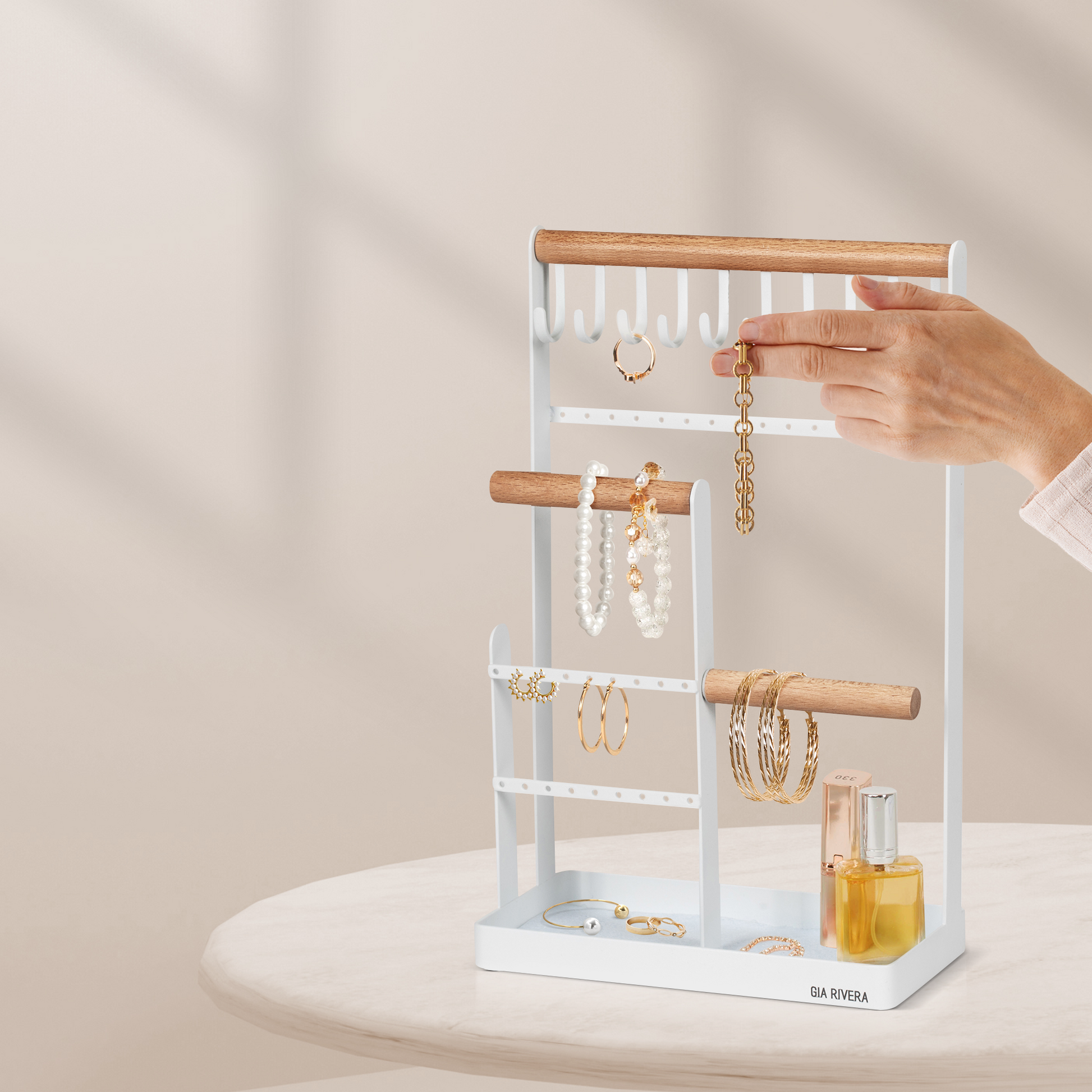 Premium 10 Hook Jewelry Storage Rack - Luxicro