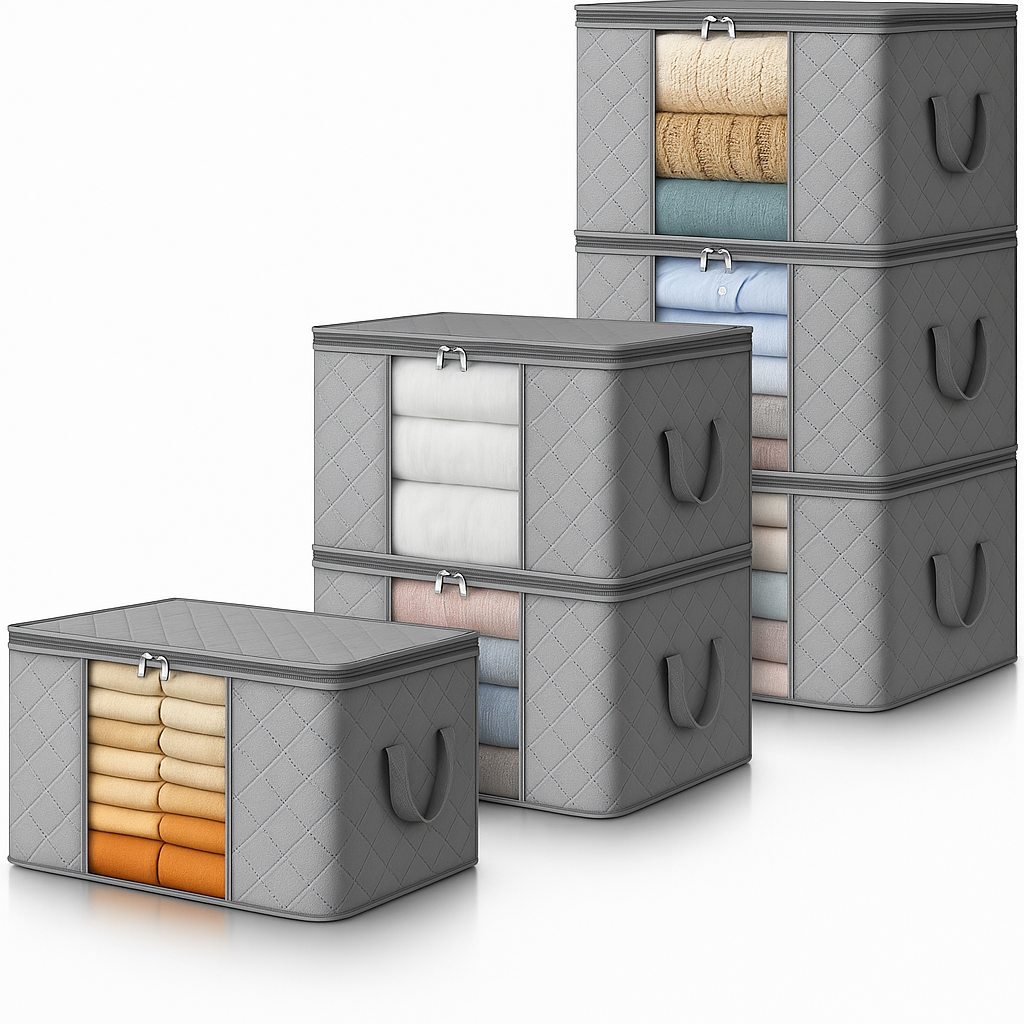 Collapsible Closet Storage Bins with Handles and See Through Window