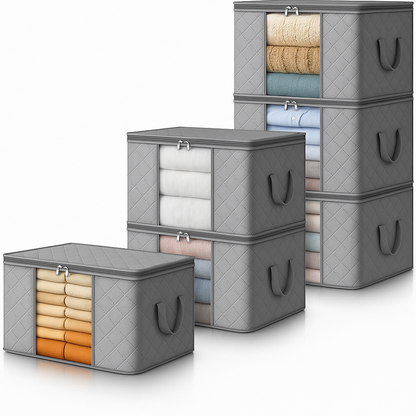 Collapsible Closet Storage Bins with Handles and See Through Window