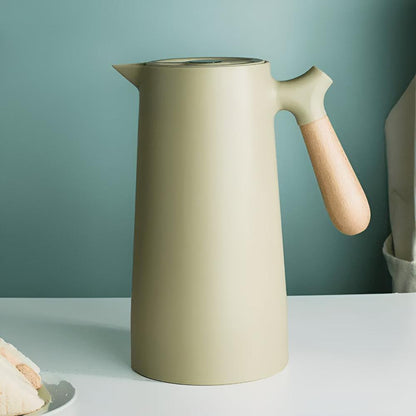 Thermal Carafe with Wood Grip - 1L Coffee Server - Luxicro