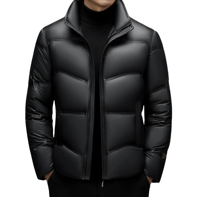 Warm Men's Puffer Down Coat - High Neck Waterproof Jacket - Luxicro