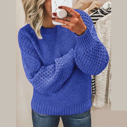 Cozy Women's Crew Neck Oversized Sweater - Luxicro