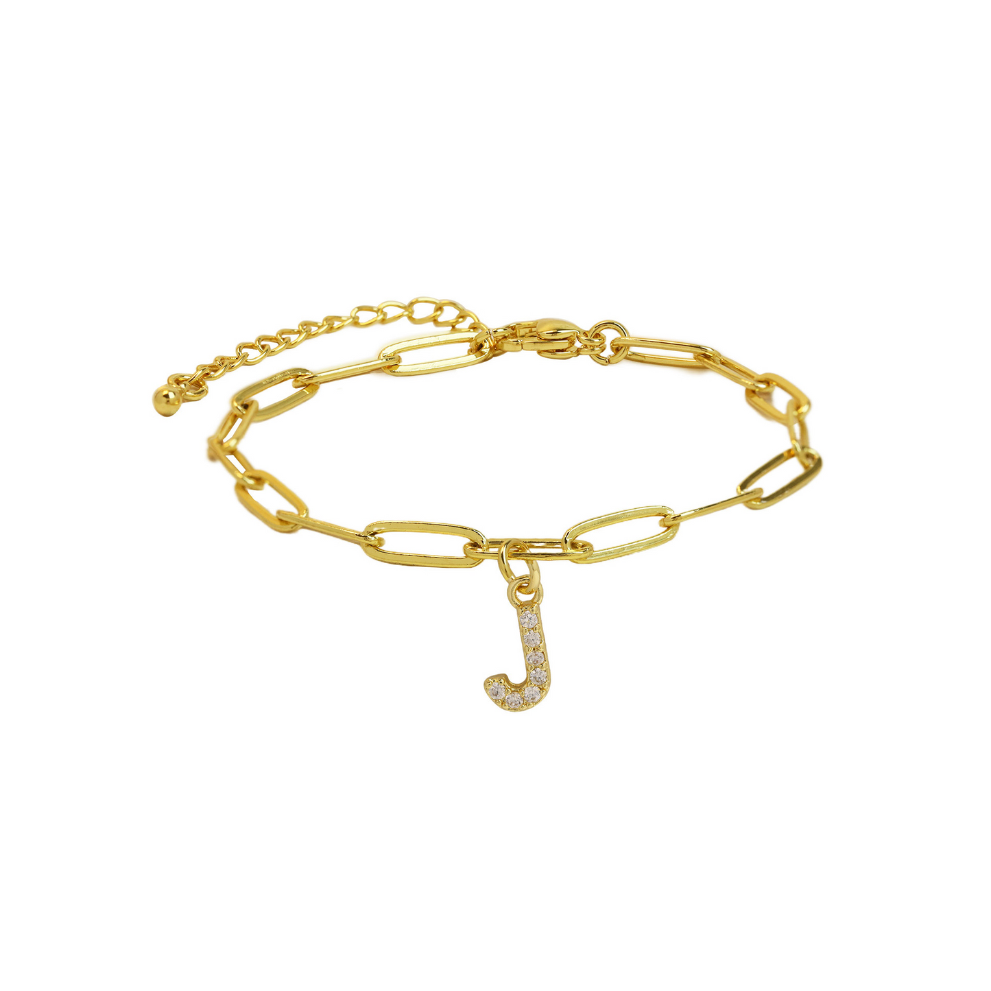 Dainty Monogram Paperclip Charm Bangle