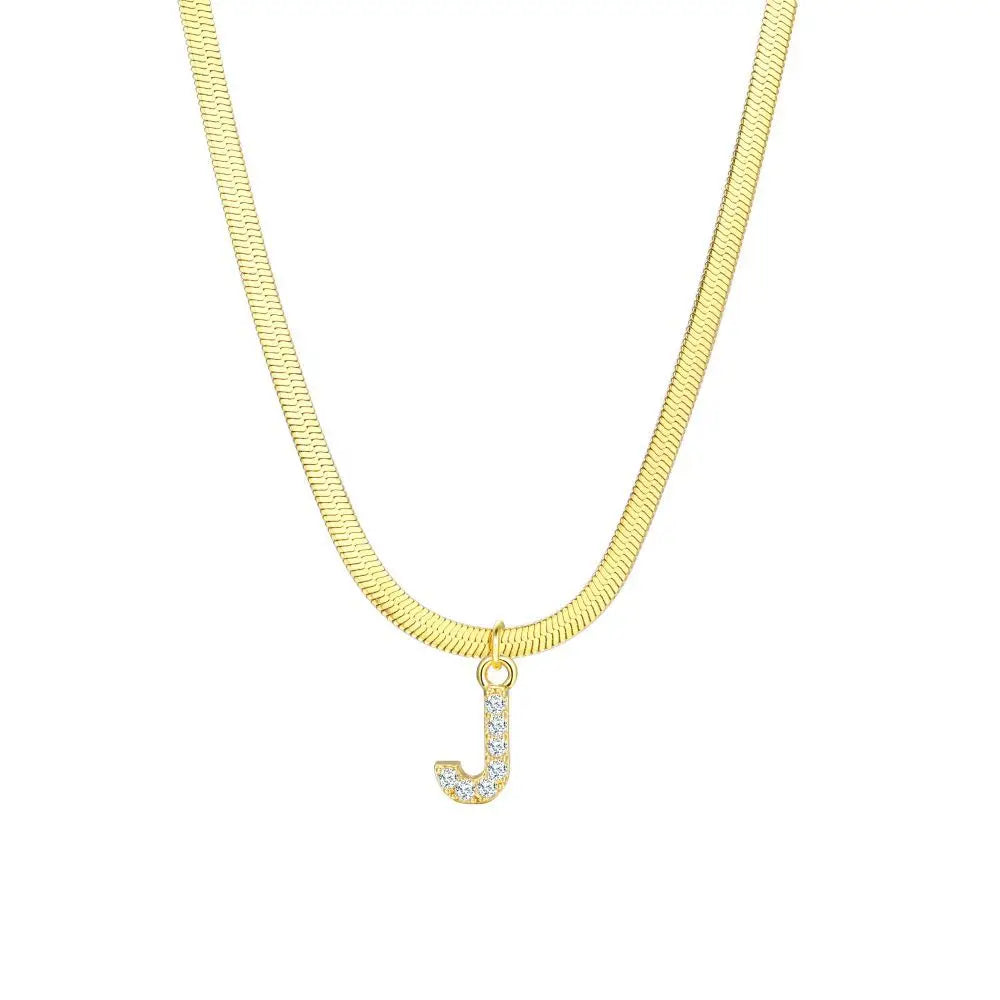 Dainty Letter Diamond Bar Chain Necklace