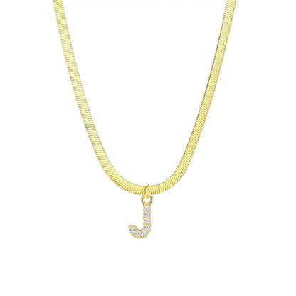 Dainty Letter Diamond Bar Chain Necklace
