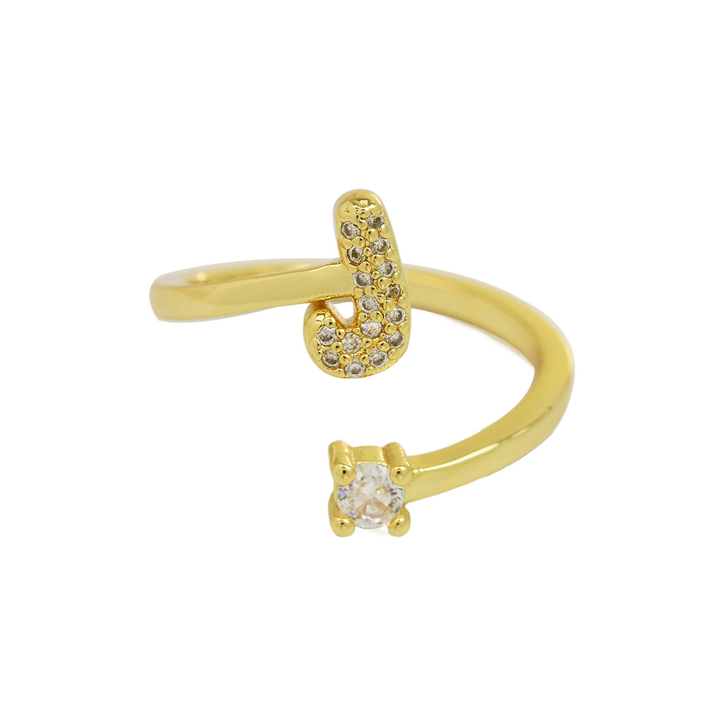 Dainty Glitter Initial Diamond Engagement Ring