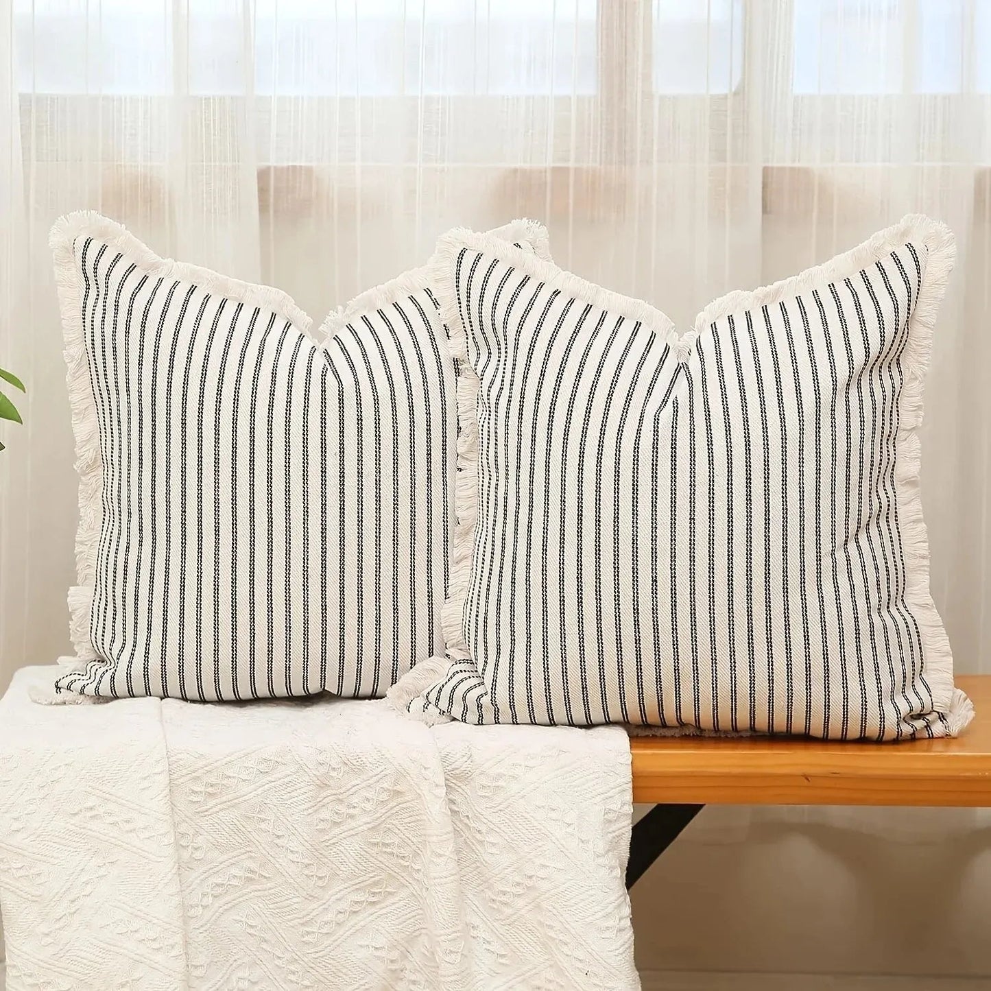 Beautiful Floral Pillow Covers with Ruffled Trim - Luxicro