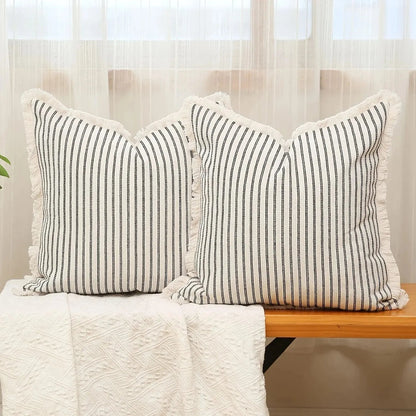 Beautiful Floral Pillow Covers with Ruffled Trim - Luxicro