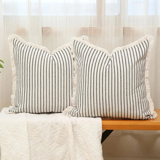 Beautiful Floral Pillow Covers with Ruffled Trim - Luxicro
