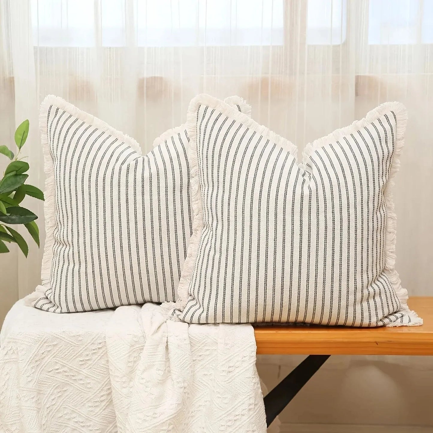 Beautiful Floral Pillow Covers with Ruffled Trim