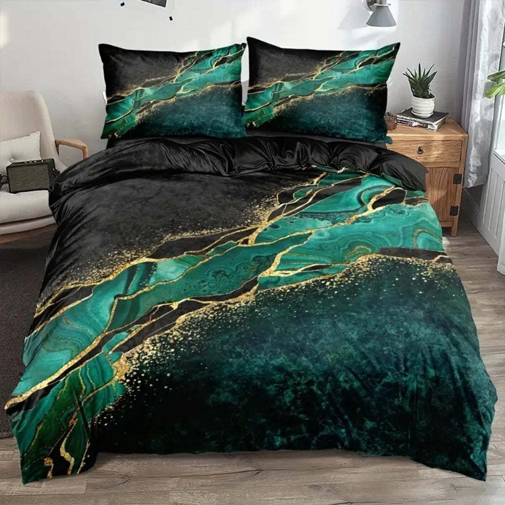 Luxurious Green Gold Bedding Duvet Cover Set - Luxicro