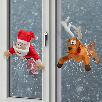 Fun Christmas Window Clings Santa Reindeer Decor