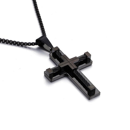 Metallic Bead Cross Chain Necklace for Men - Luxicro