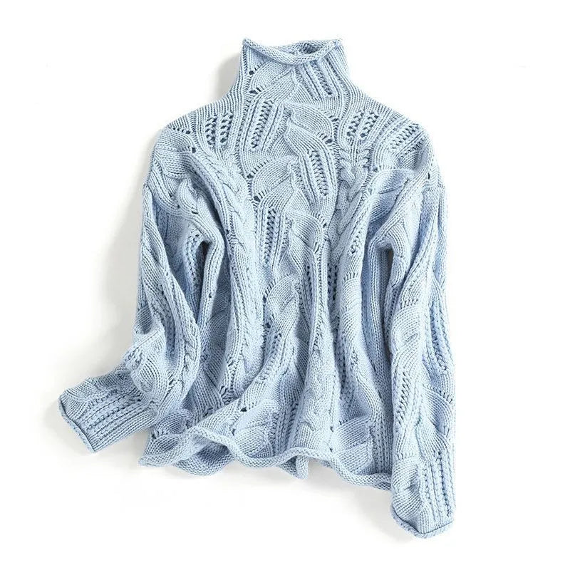 Cozy Women's Cable Knit Cashmere Pullover - Luxicro