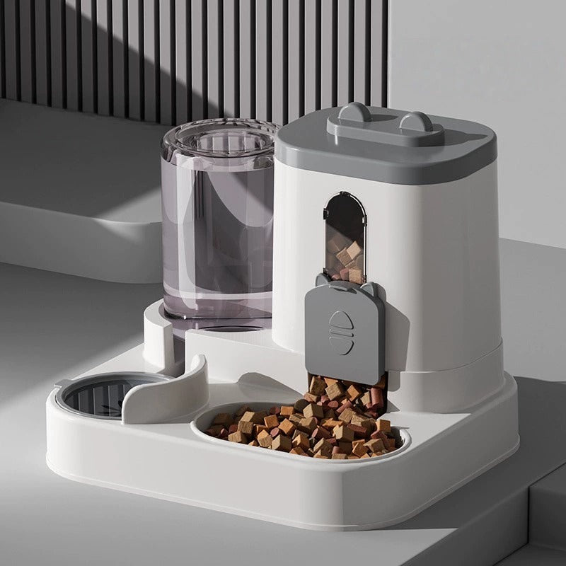 Dual Pet Feeder and Water Bowl Station