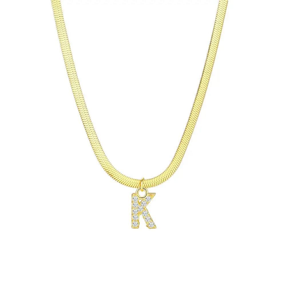 Dainty Initial Diamond Bar Pendant Necklace