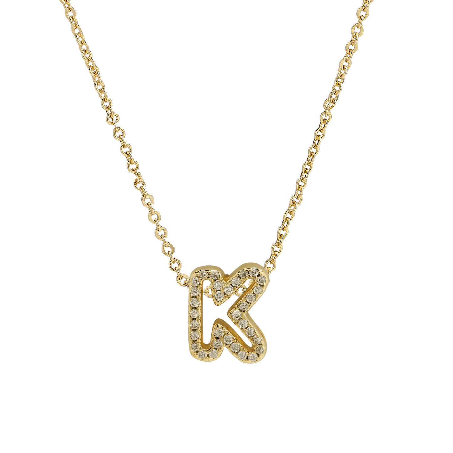 Shining Monogram Diamond Pendant Necklace