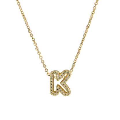 Shining Monogram Diamond Pendant Necklace