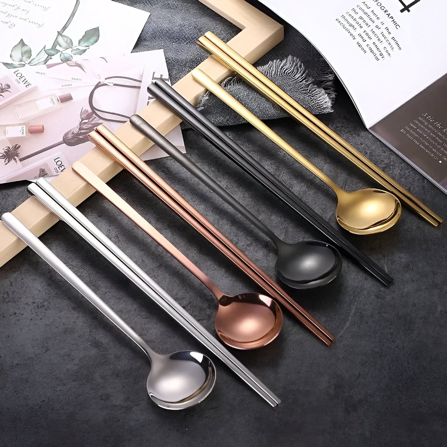 Asian Style Fork Spoon Chopstick Set