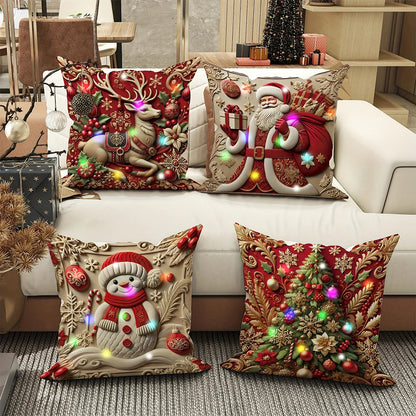 Festive Holiday Pillow Cover with 3D Santa Face - Luxicro