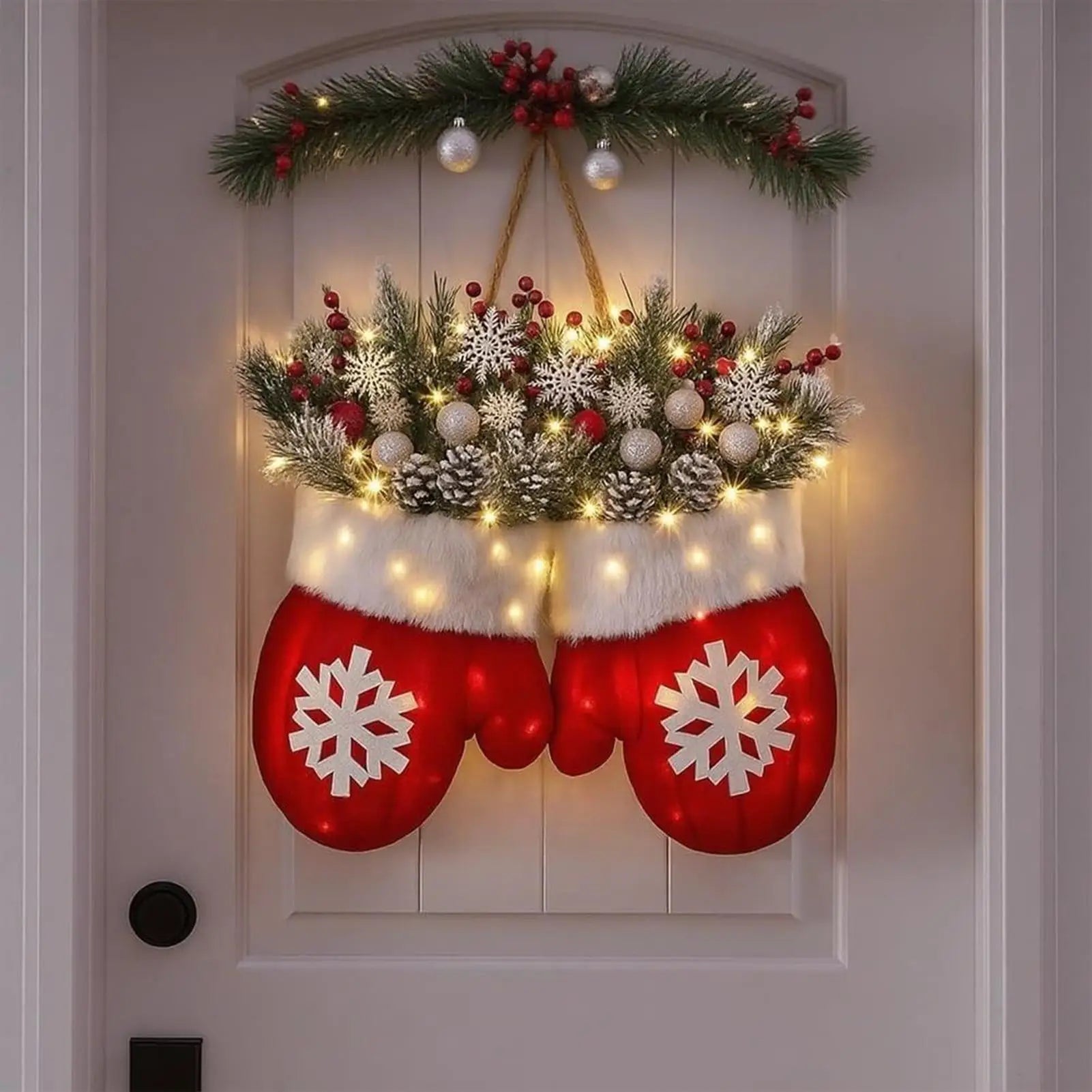 Outdoor Holiday Wreath with Pine Cones and Red Berries - Luxicro