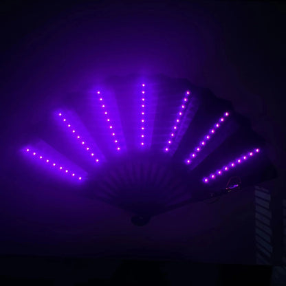 Portable Glow Fan with LED Lights for Raves and Parties