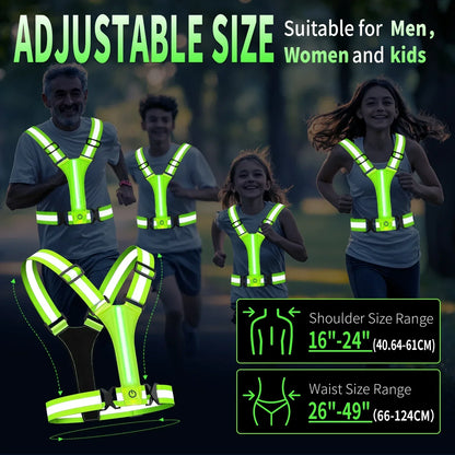 Bright LED Safety Running Vest with Reflective Strips