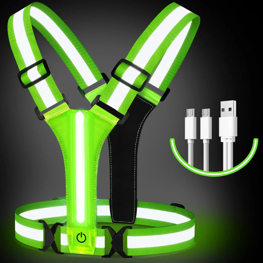 Bright LED Safety Running Vest with Reflective Strips - Luxicro