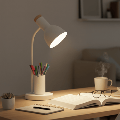 Compact Desk Lamp with USB and Flexible Arm - Luxicro