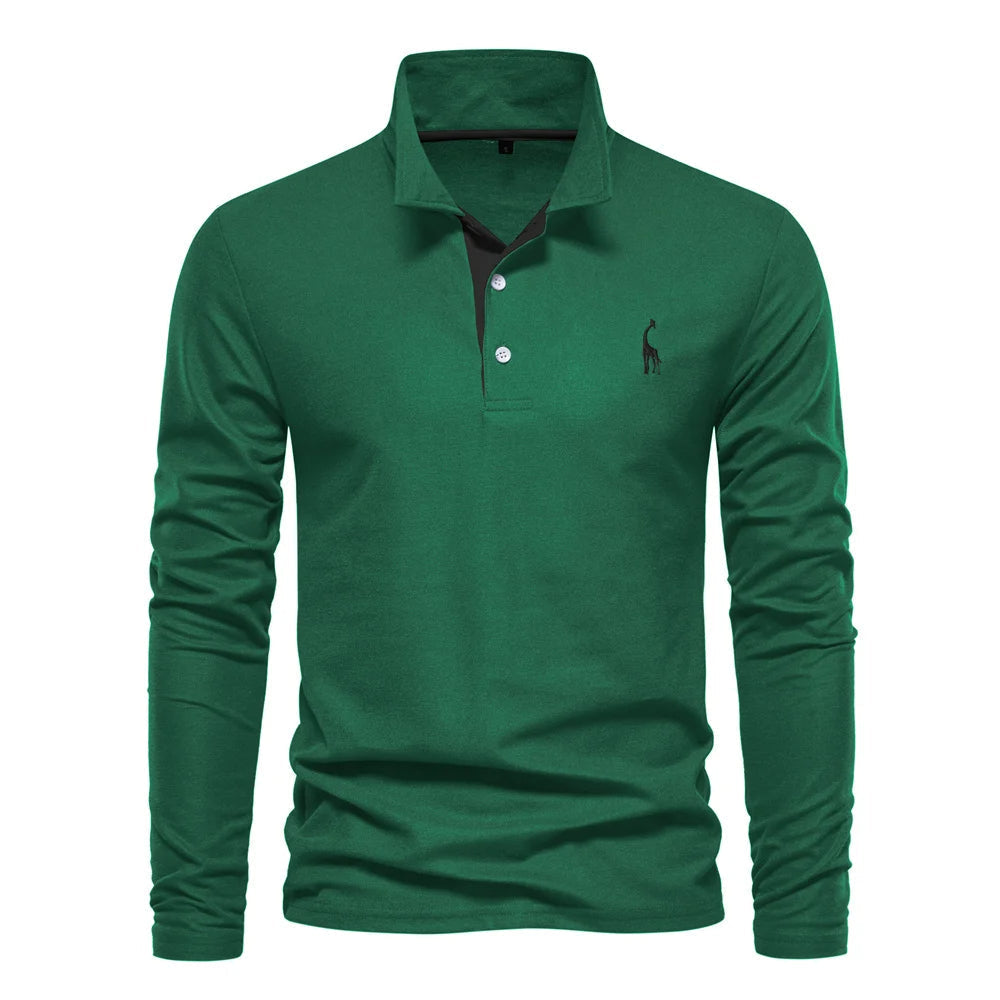 Comfortable Mens Long Sleeve Polo Shirt - Relaxed Fit Cotton
