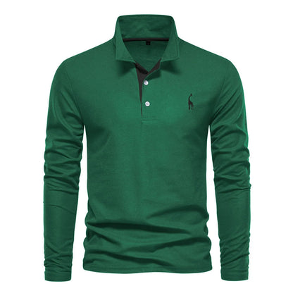 Comfortable Mens Long Sleeve Polo Shirt - Relaxed Fit Cotton